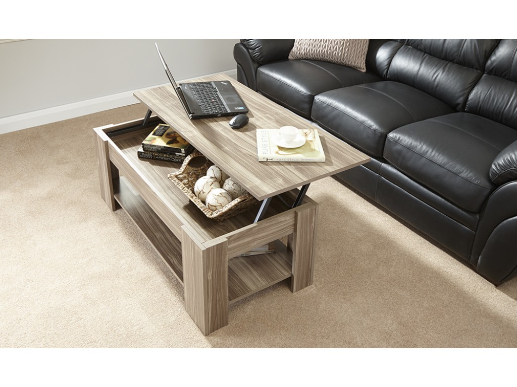 Julie Lift Up Storage Coffee Table in Walnut Living Room